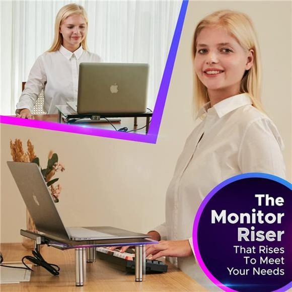 Customizable RGB Monitor Stand with 29 Light Effects - 66 Lbs Weight - Picture 4 of 6